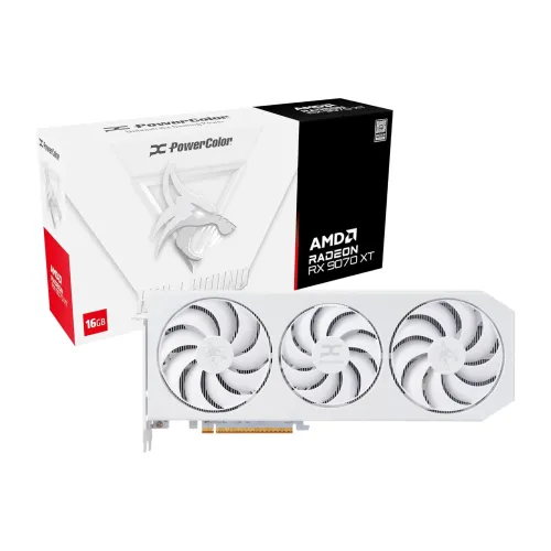 PowerColor Hellhound Spectral White AMD Radeon RX 9070 XT 16GB GDDR6 Graphics Card